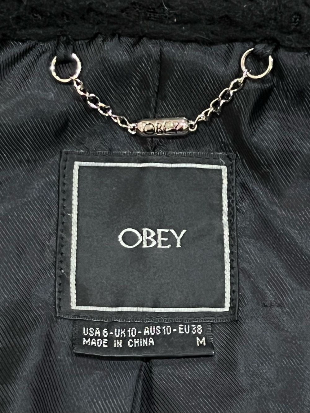 OBEY Black Fleece Peacoat Jacket Size Medium - Picture 10 of 11